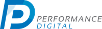 A stylized blue letter P logo next to the text
