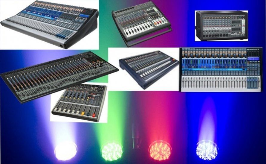 A collage of different types of mixers and lights