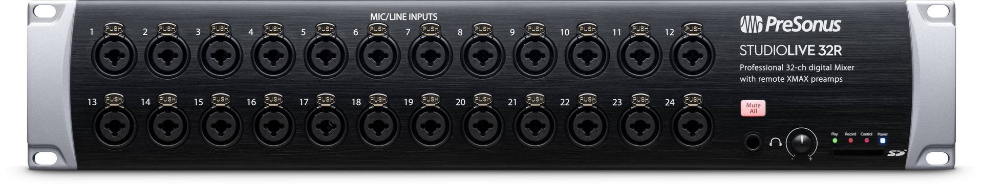 A mixer with a lot of buttons on it