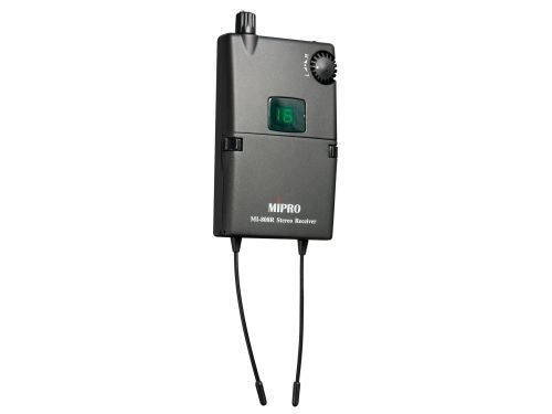 A wireless microphone with two wires attached to it on a white background.