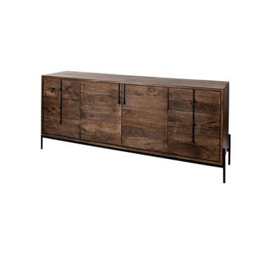 Brown wooden cabinet with four doors