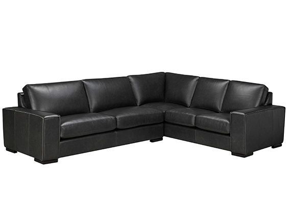 Black leather sectional sofa