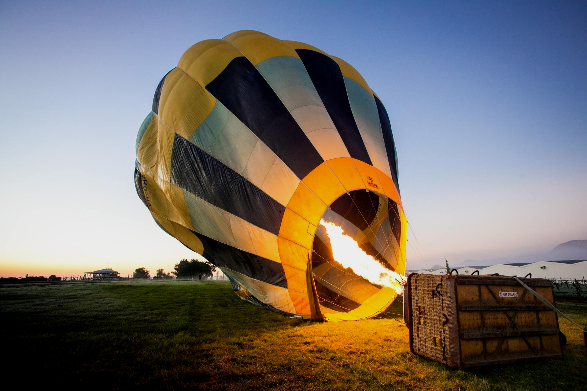 Hot ait balloon getting ready for take off