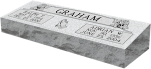 Gray granite grave marker engraved