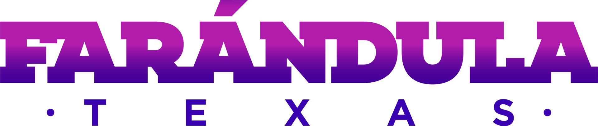 Purple &ldquo;FARANDULA TEXAS&rdquo; logo on a white background
