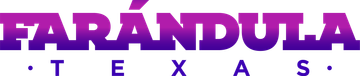 Purple &ldquo;FARANDULA TEXAS&rdquo; logo on a white background