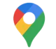 Multicolor Google Maps location pin with red, blue, yellow, and green segments on white background