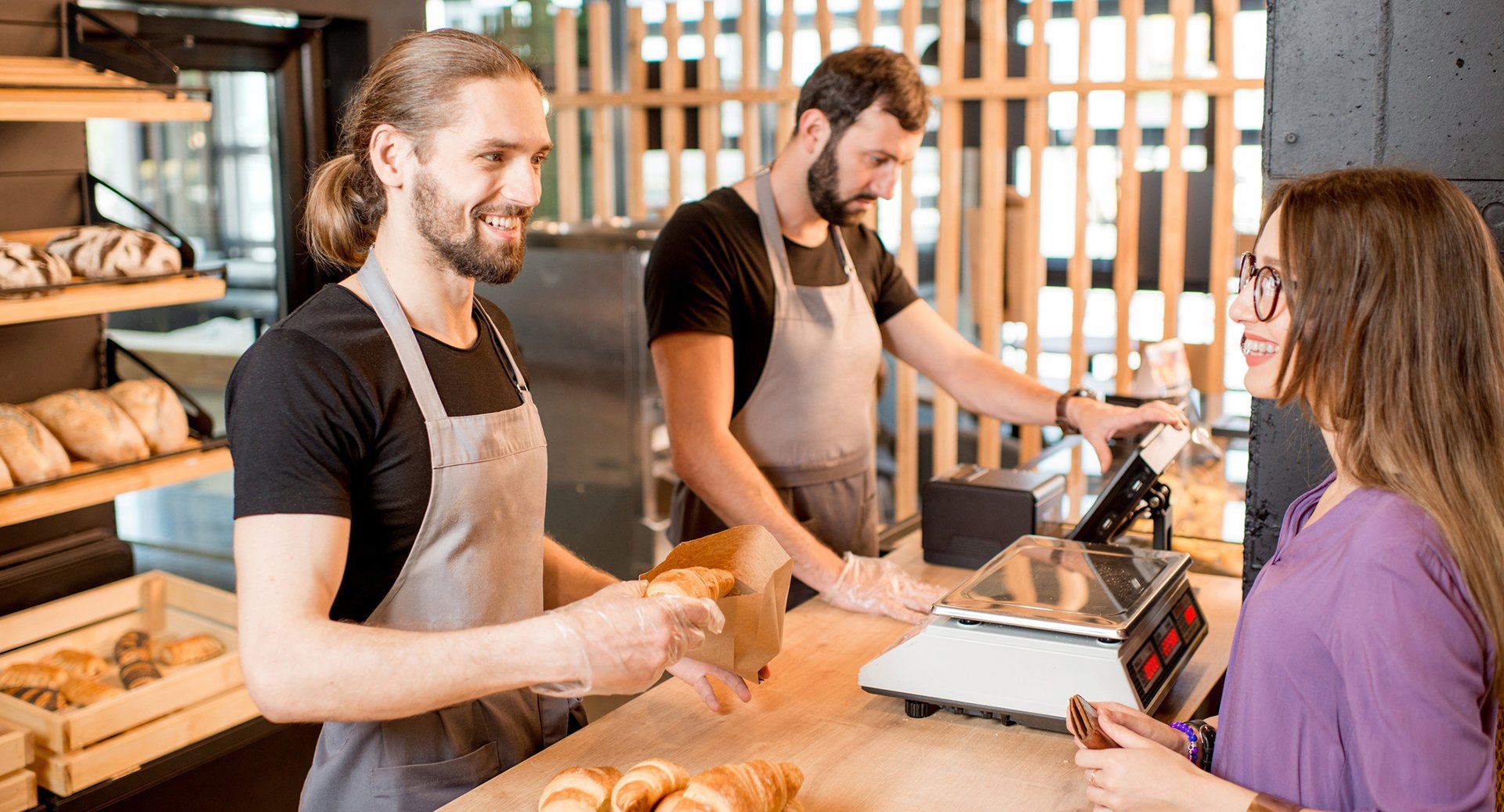 Customer buying bread
