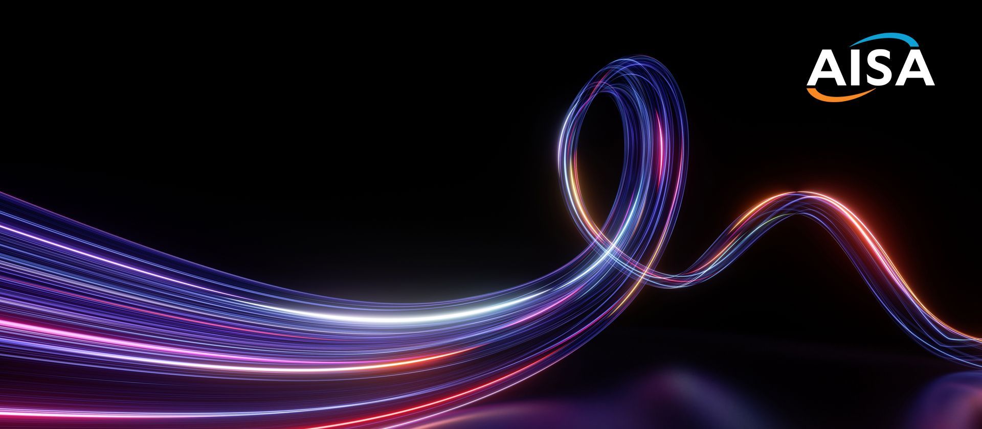 AISA Logo on black background with futuristic cyber swirls