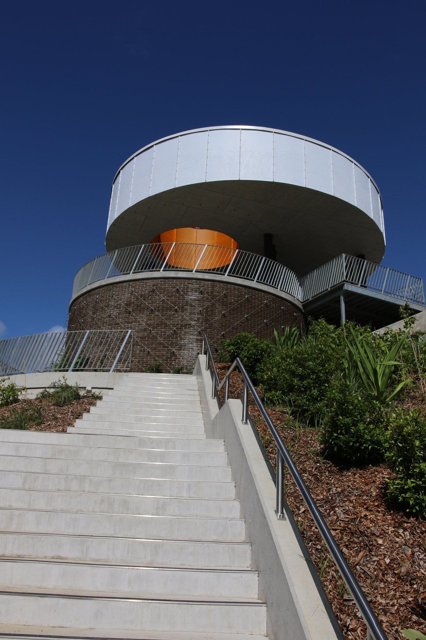 Staircase Leads to a Modern Observatory With a White Dome — BOLD Architecture + Interior Design In Mackay, QLD