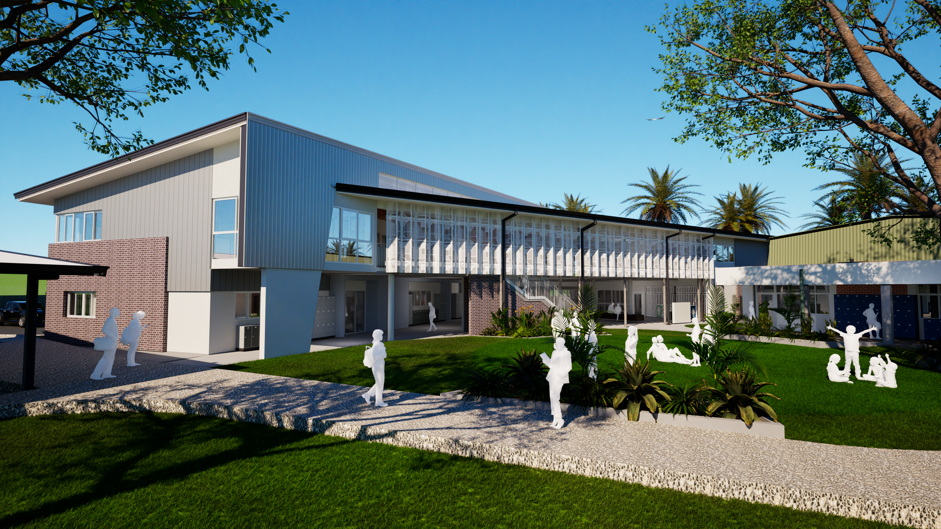 Exterior View of a Modern Two-story Building With a Courtyard — BOLD Architecture + Interior Design In Mackay, QLD