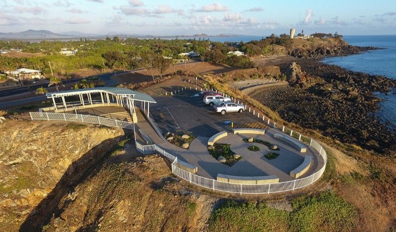 Aerial View: Coastal Lookout With Shelter, Parking, and Lighthouse in Background — BOLD Architecture + Interior Design In Mackay, QLD