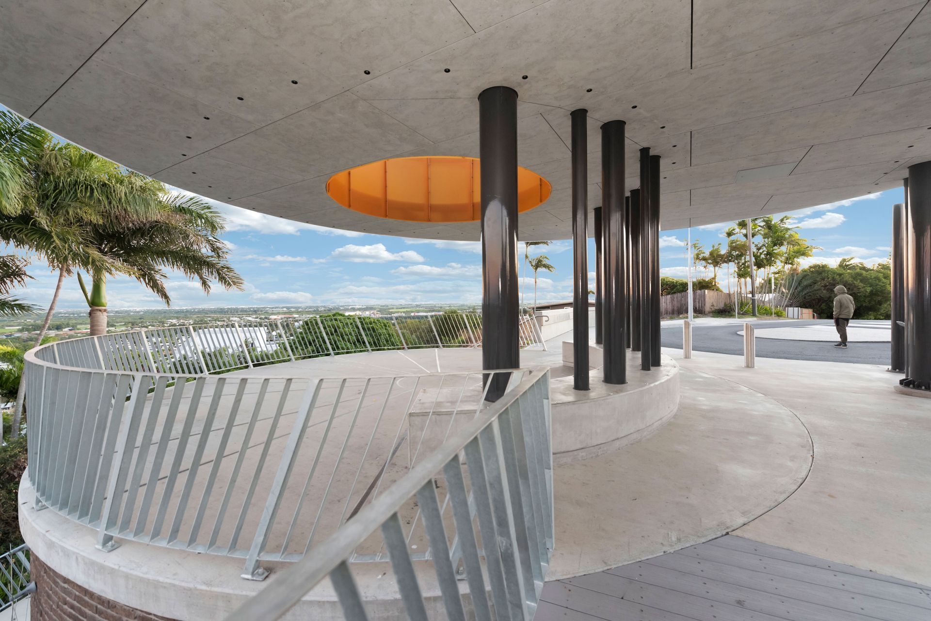 Curved Concrete Overlook With Metal Handrails and Pillars — BOLD Architecture + Interior Design In Mackay, QLD