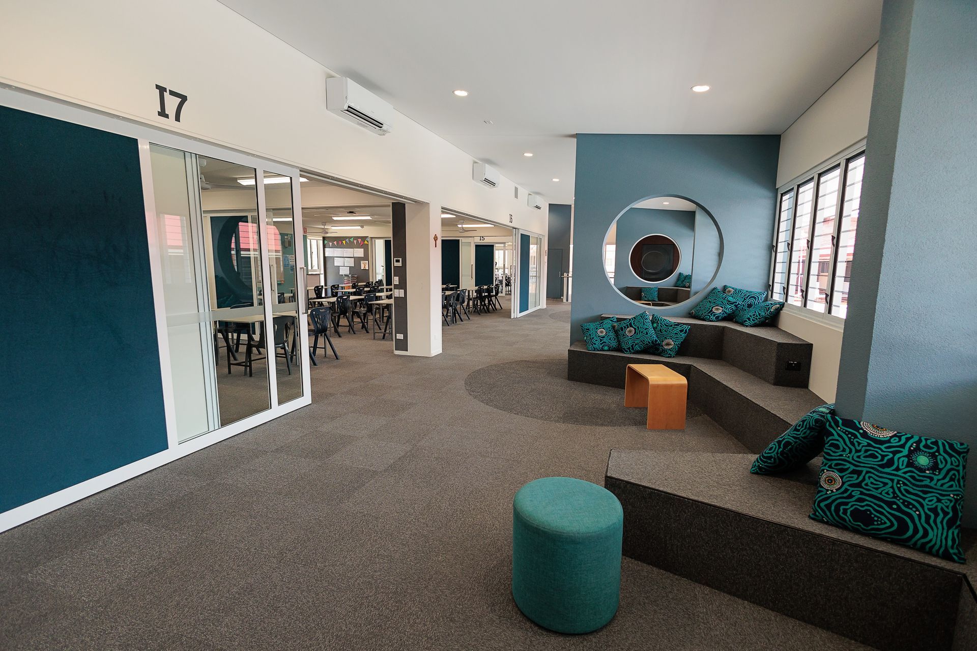 Modern Lobby Lounge With Teal Walls — BOLD Architecture + Interior Design In Mackay, QLD