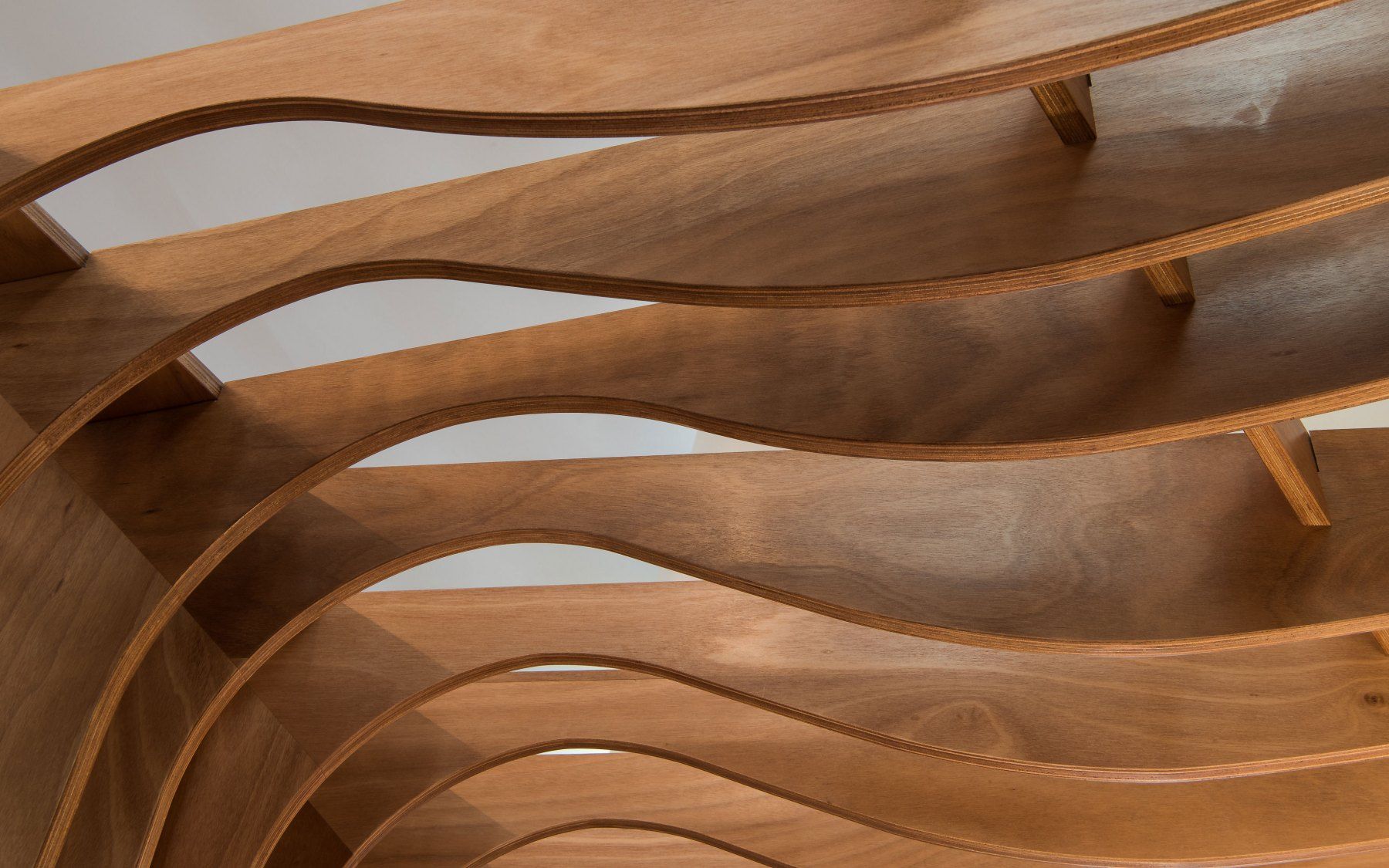 Wooden, Undulating Shelves Against a White Background — BOLD Architecture + Interior Design In Mackay, QLD