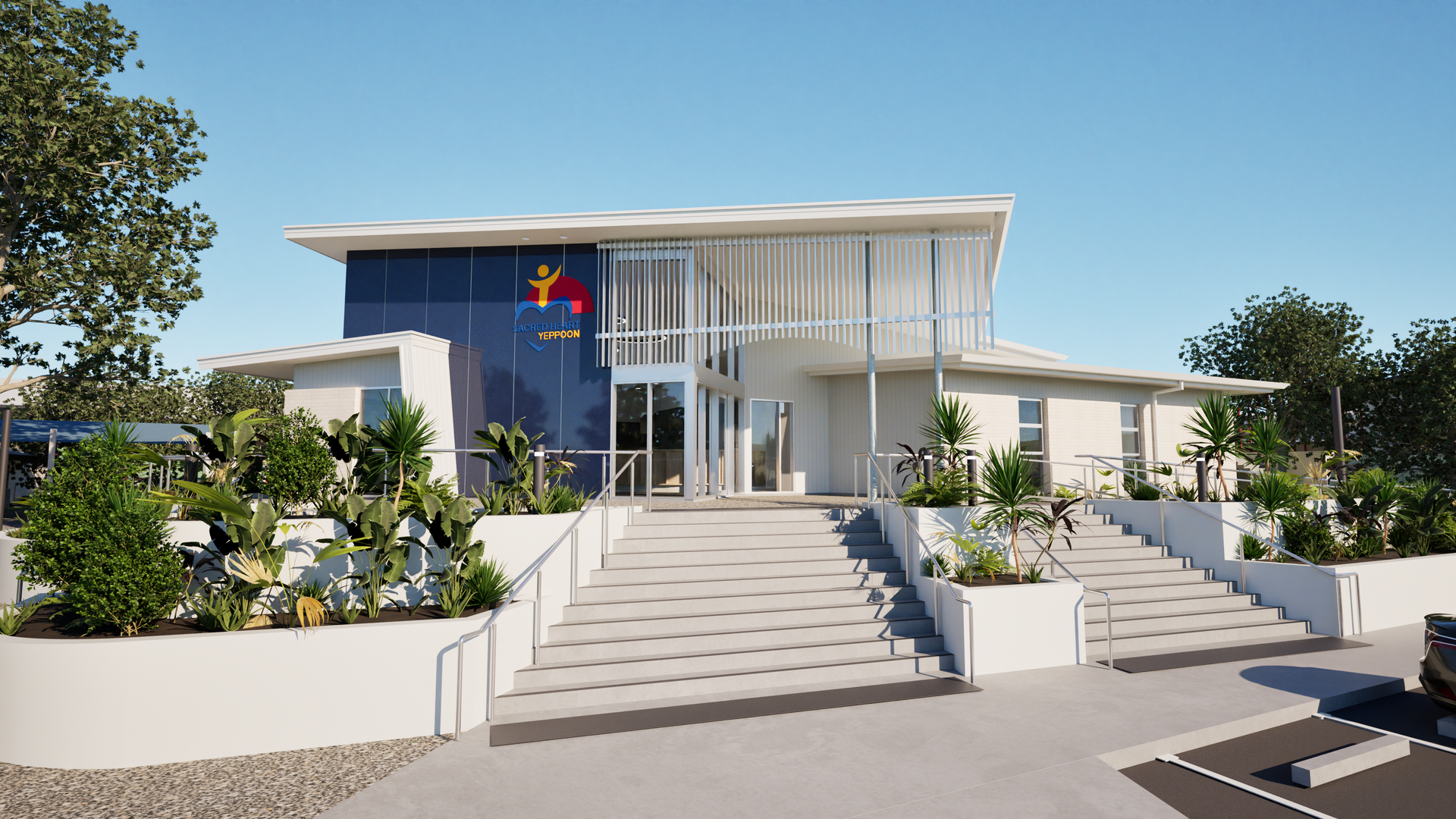 Modern White Building With Glass Entrance — BOLD Architecture + Interior Design In Mackay, QLD