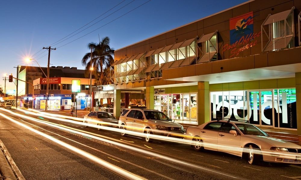 Street at Dusk with Car Light Trails and Buildings — BOLD Architecture + Interior Design In Mackay, QLD