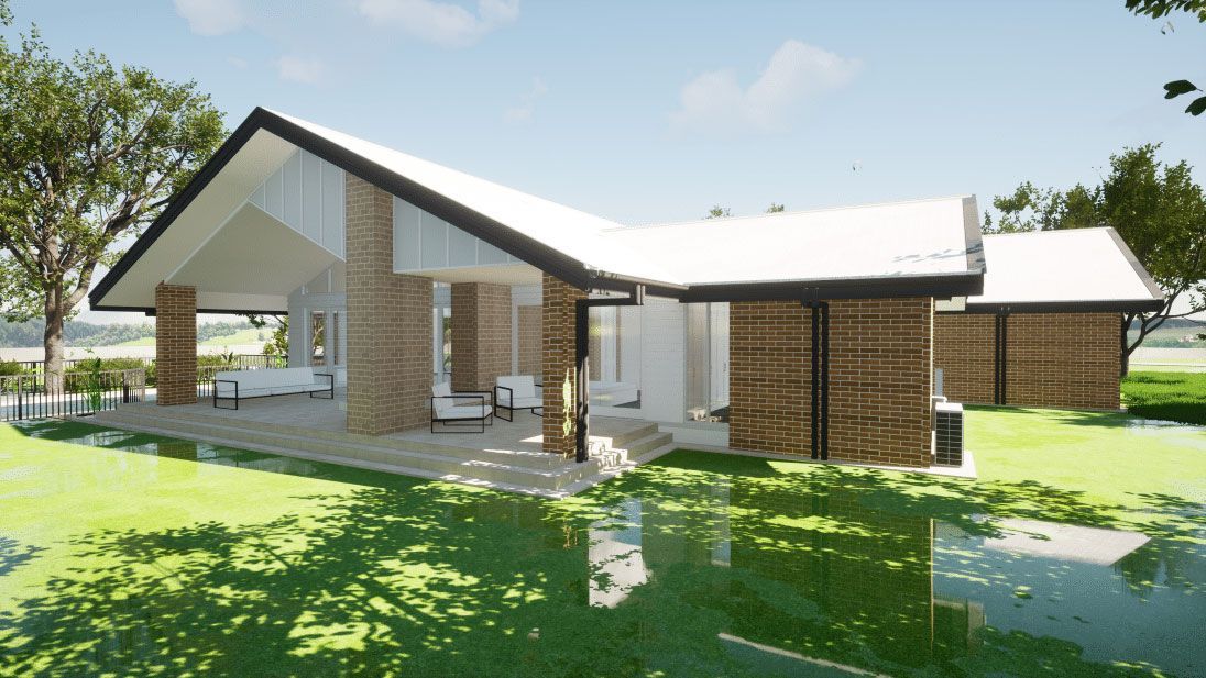 Modern White and Brick House with A Black Roof and Green Lawn — BOLD Architecture + Interior Design In Mackay, QLD