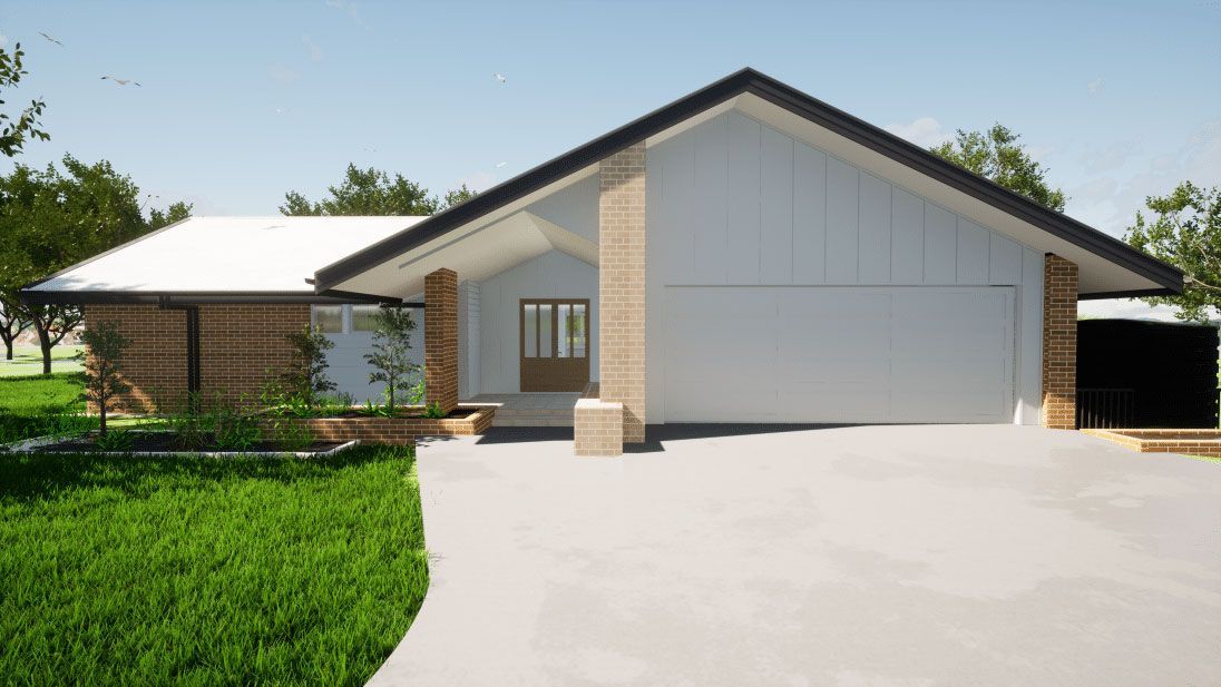 Modern House Exterior with Light Siding, Brick Accents, and A Driveway — BOLD Architecture + Interior Design In Mackay, QLD