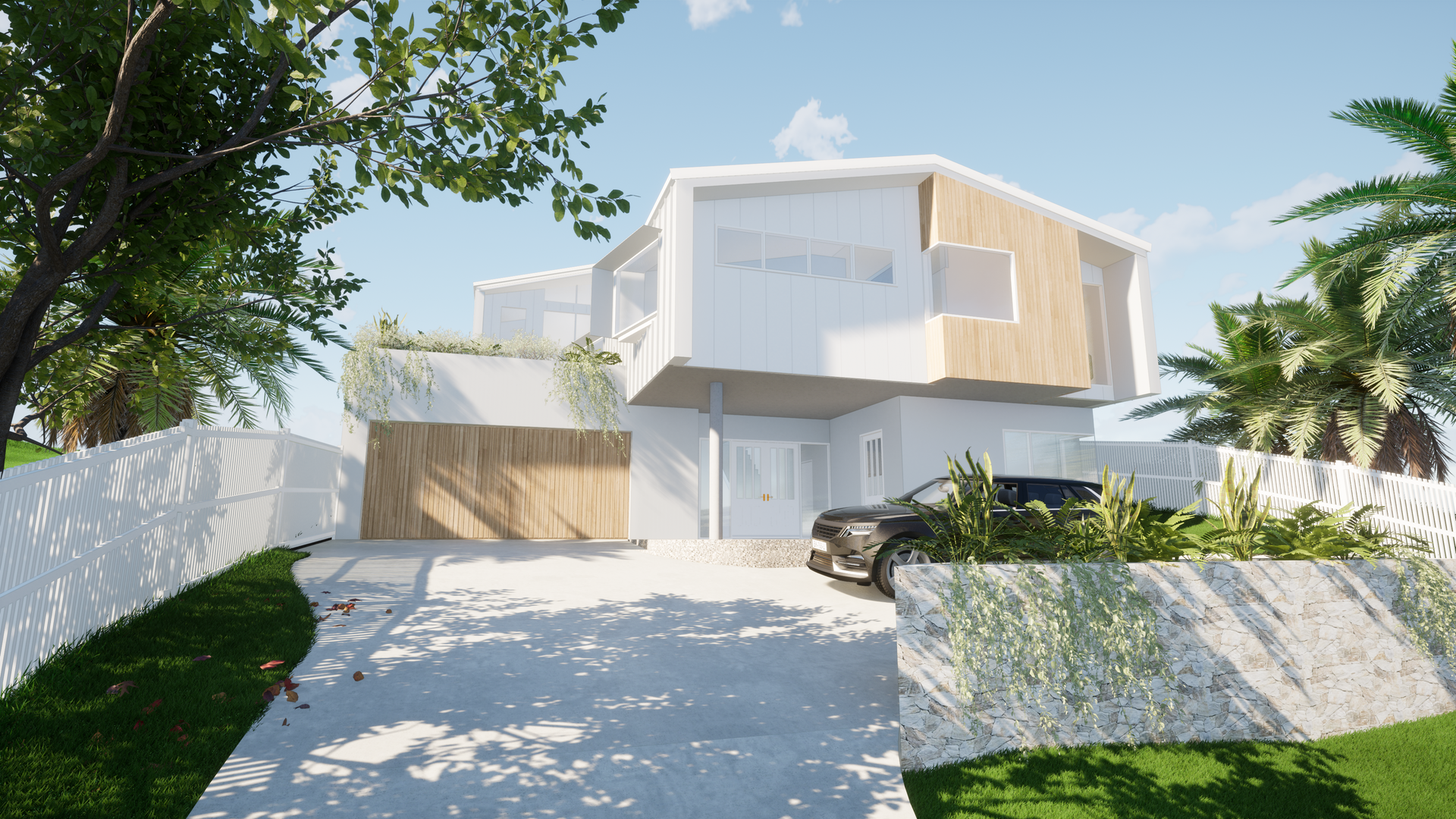 Modern White House With Light Wood Accents — BOLD Architecture + Interior Design In Mackay, QLD