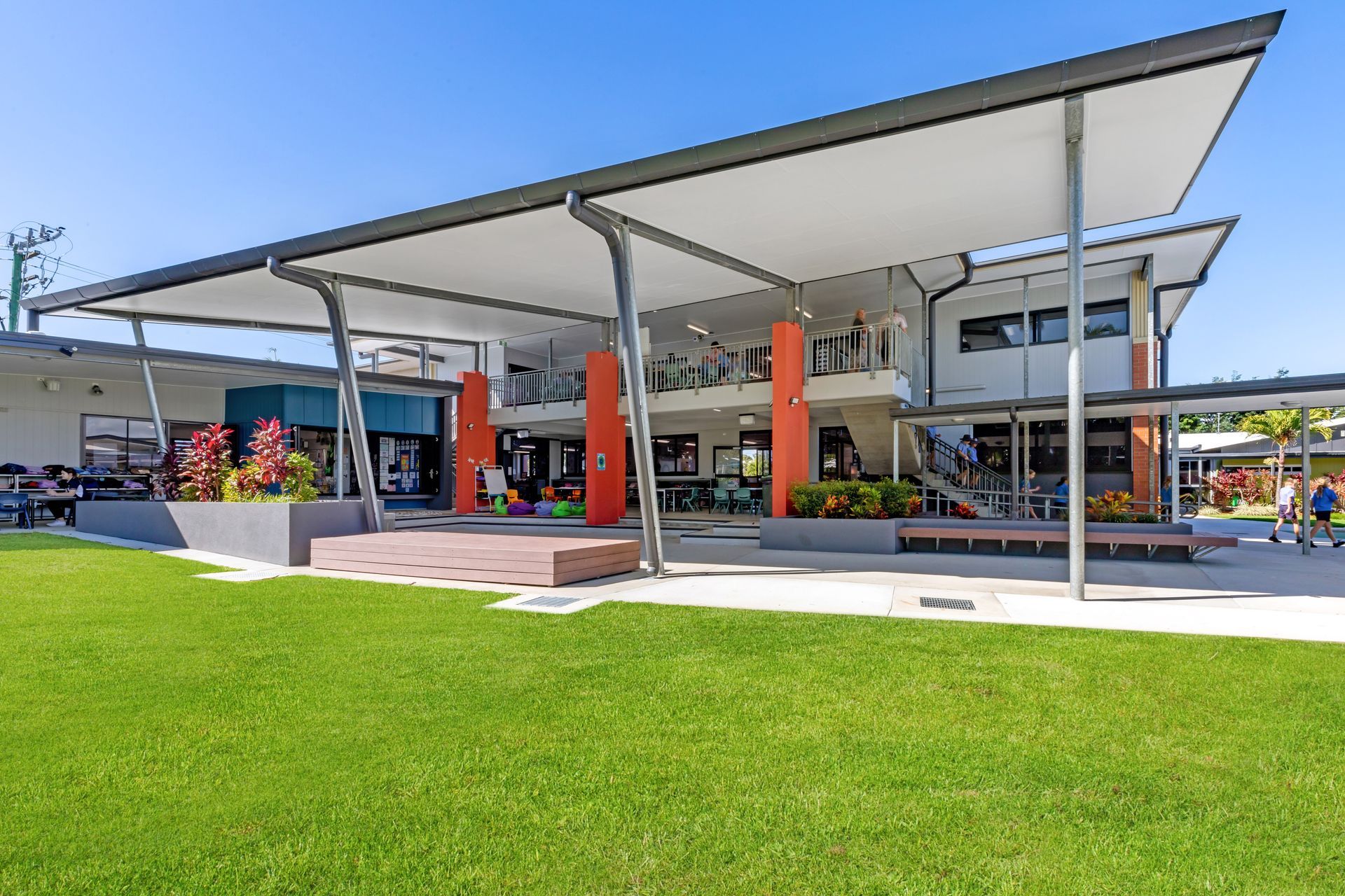 School Building With Large Awnings, Orange Accents — BOLD Architecture + Interior Design In Mackay, QLD