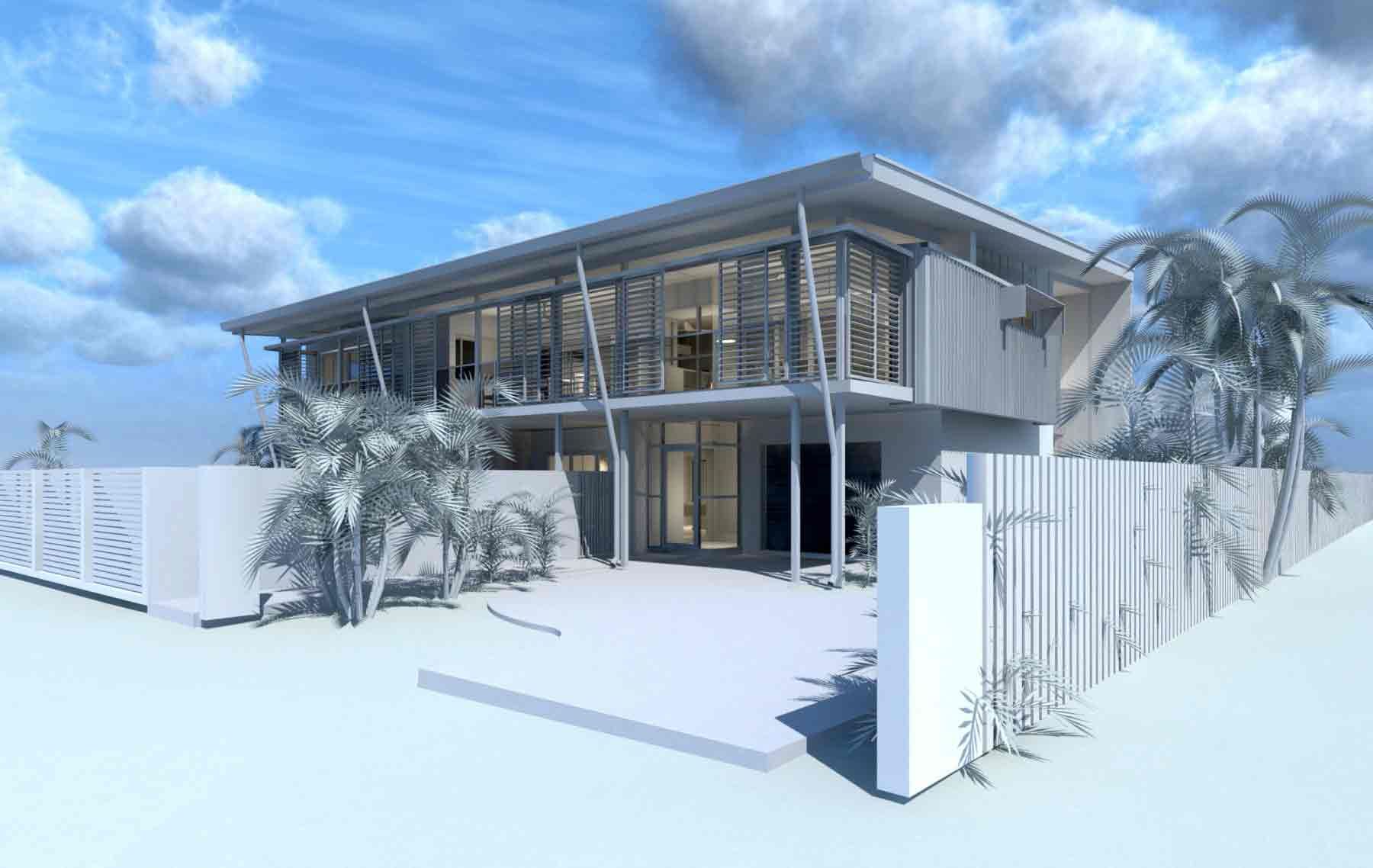 A 3d Model Of A House With A Fence And In Front Of It — BOLD Architecture + Interior Design In Mackay, QLD