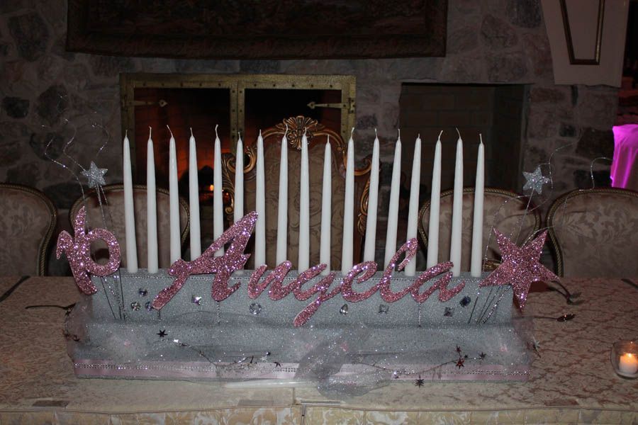 A birthday table centerpiece with 