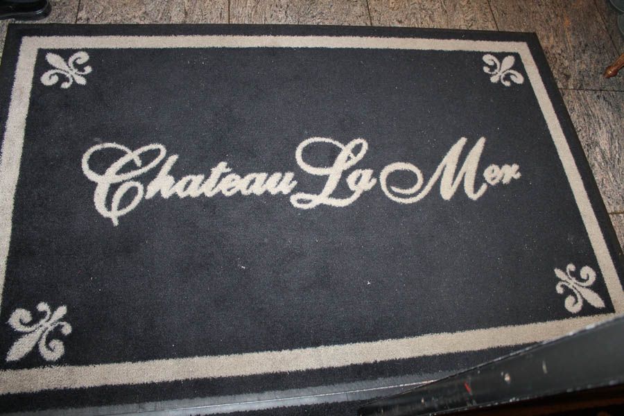 Black doormat with 