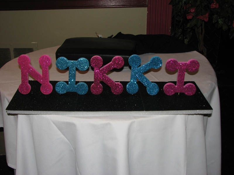 Sparkly letters spelling 