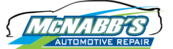 The logo for mcnabb 's automotive repair has a car on it.