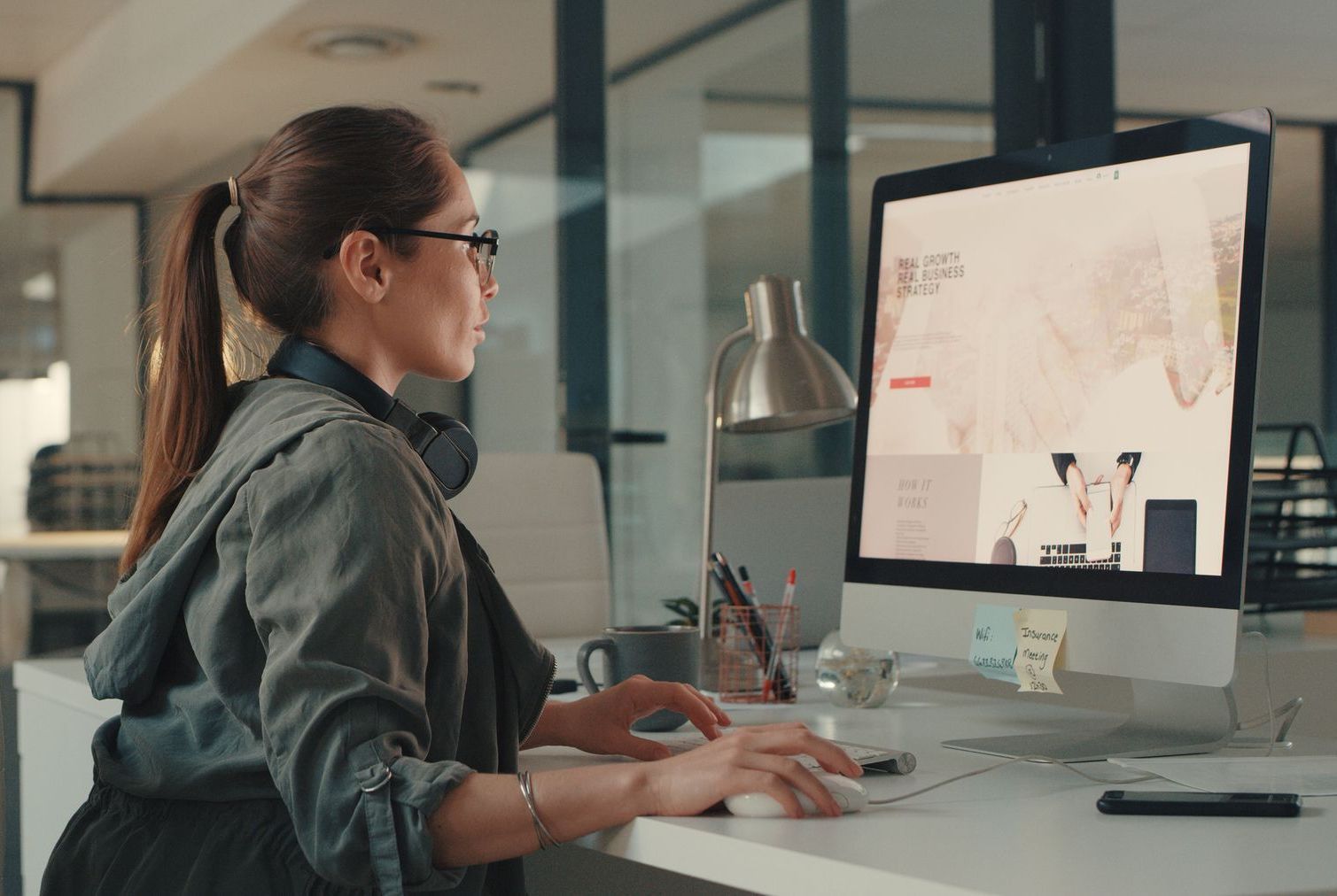 a woman working