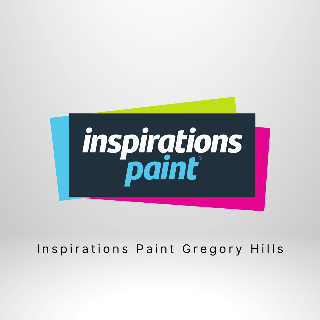Logo for Inspirations Paint Gregory Hills; black, blue, green, and pink color blocks.