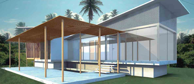 Persona que pinta una pared de ladrillos desde una escalera, vistiendo casco y ropa de trabajo oscura.