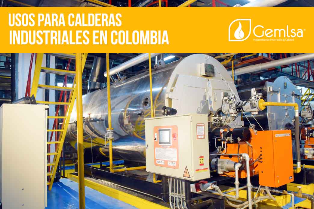 A picture of a factory with the words usos para calderas industriales en colombia