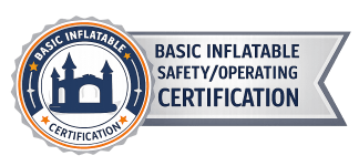 SIOTO Inflatable Safety and Operating Certified Basic Inflatable Safety/Operation Certification badge with blue ribbon and seal icon