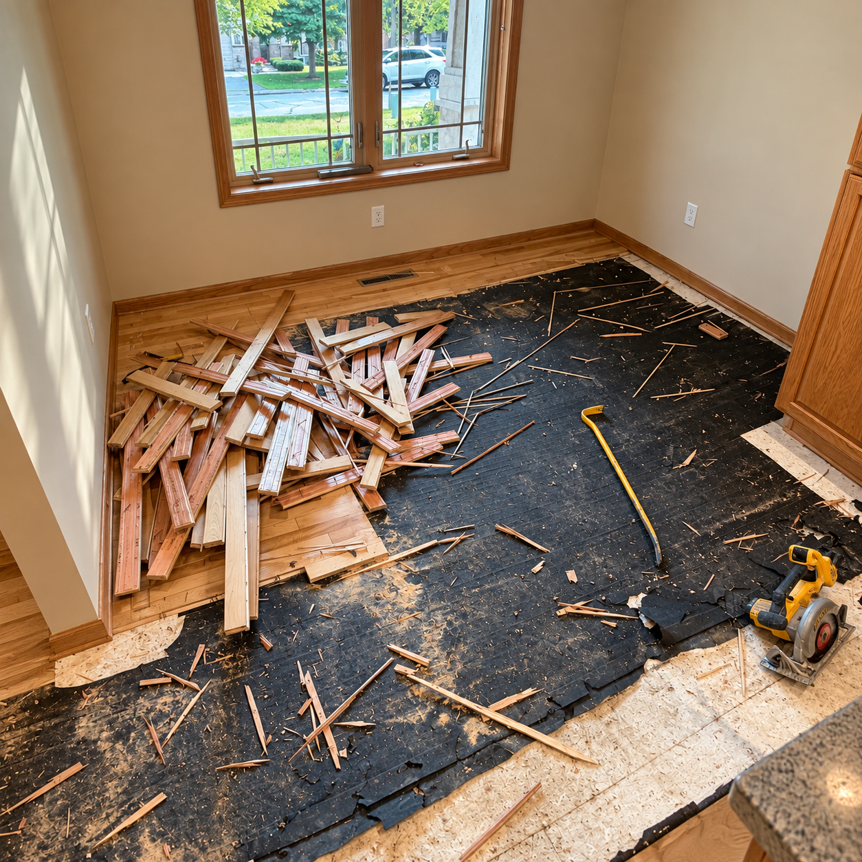Professionally installed laminate flooring in Andover home