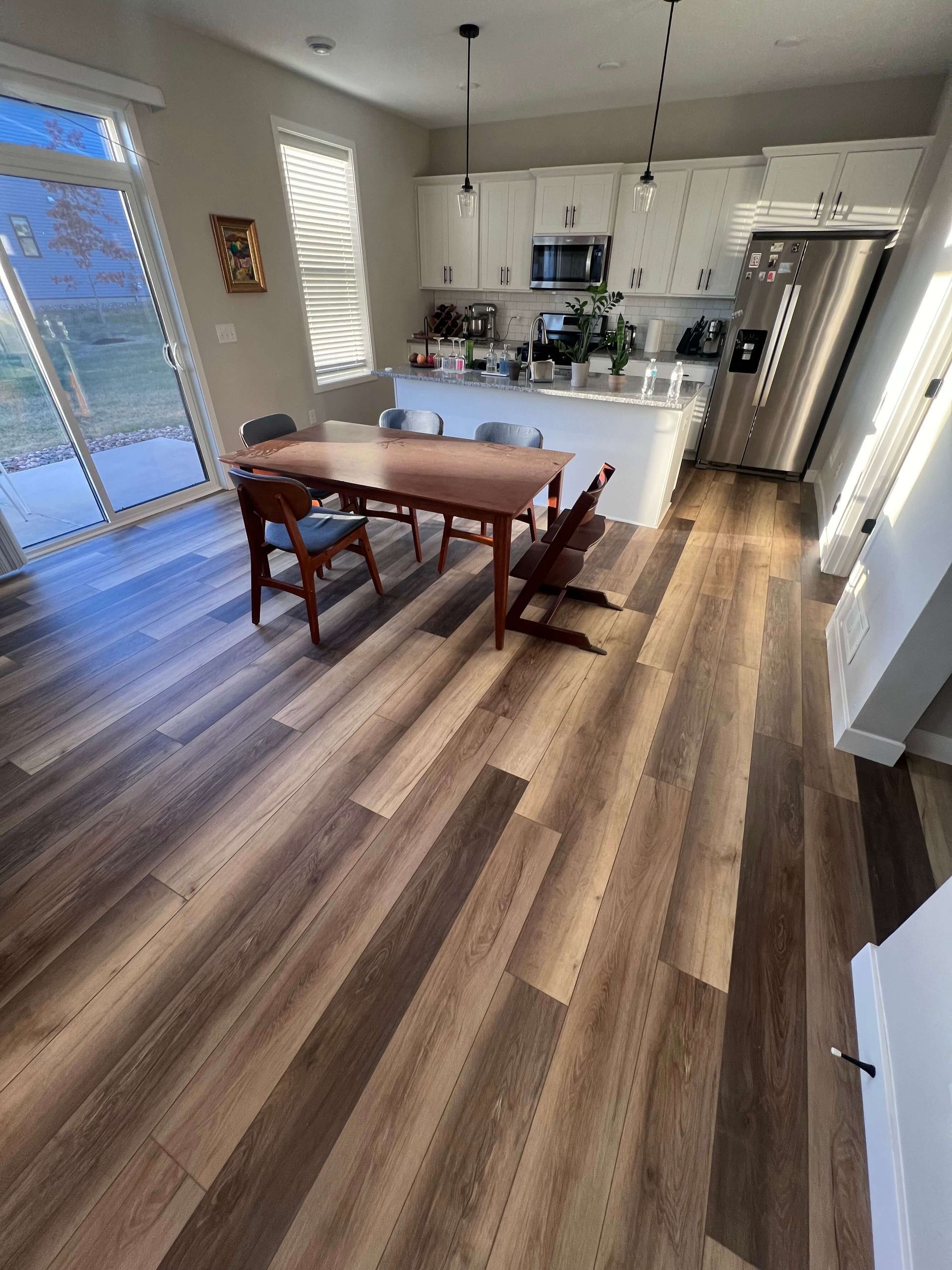 Waterproof LVP flooring installed in a Lino Lakes living room