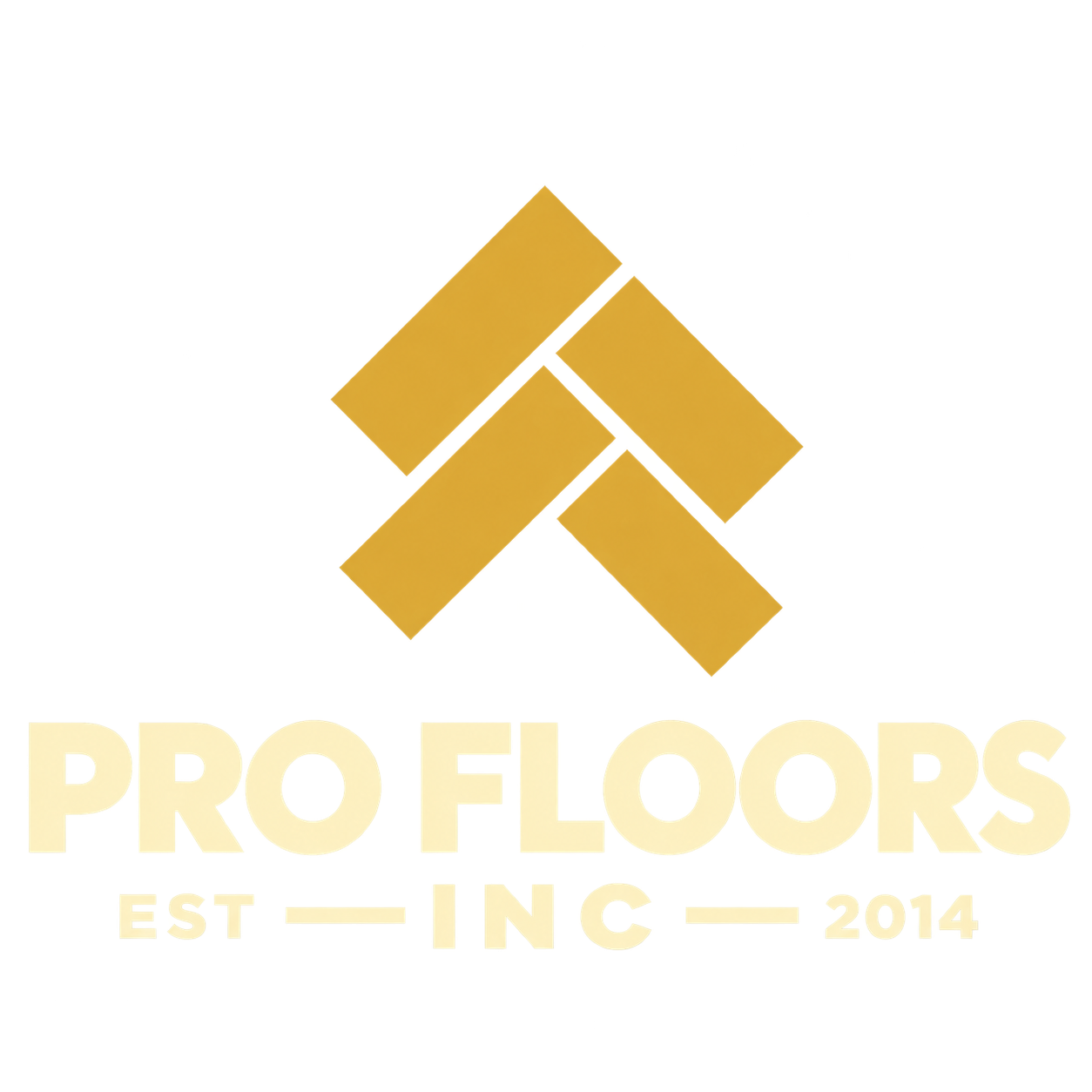 Pro Floors Inc. gold flooring logo, established 2014
