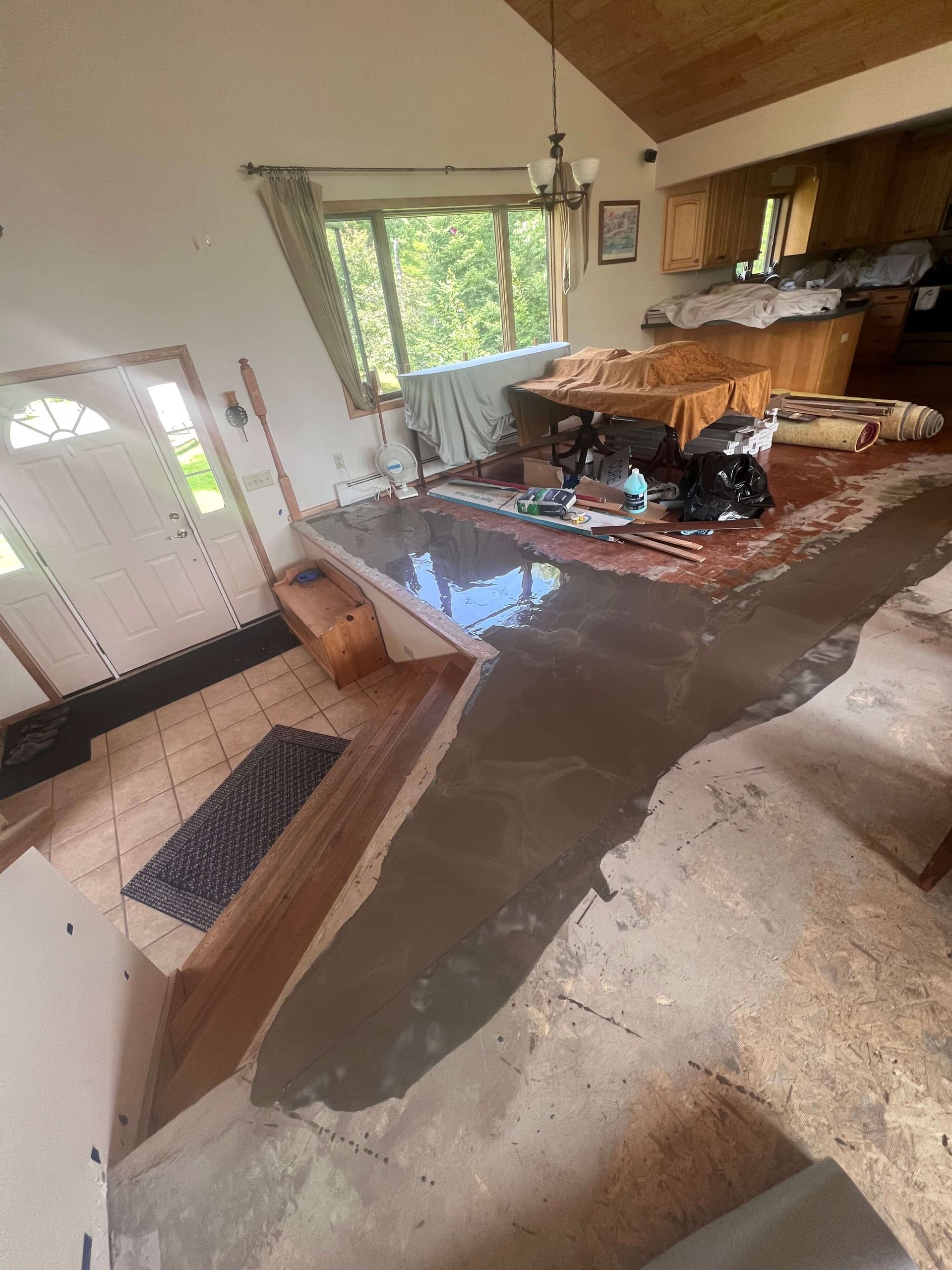 self leveling floor compound in the main level