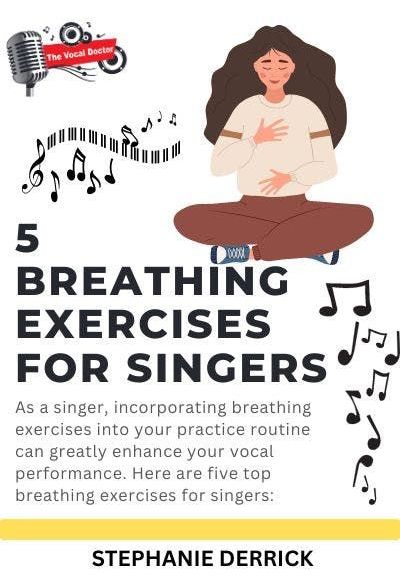 A woman is sitting in a lotus position on the cover of a book about breathing exercises for singers.