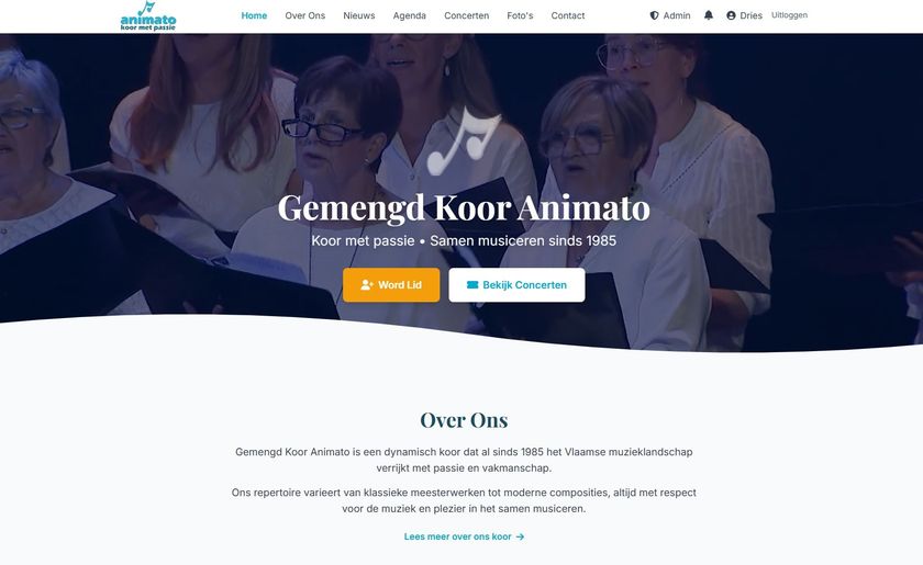website Gemengd Koor Animato Oppuurs