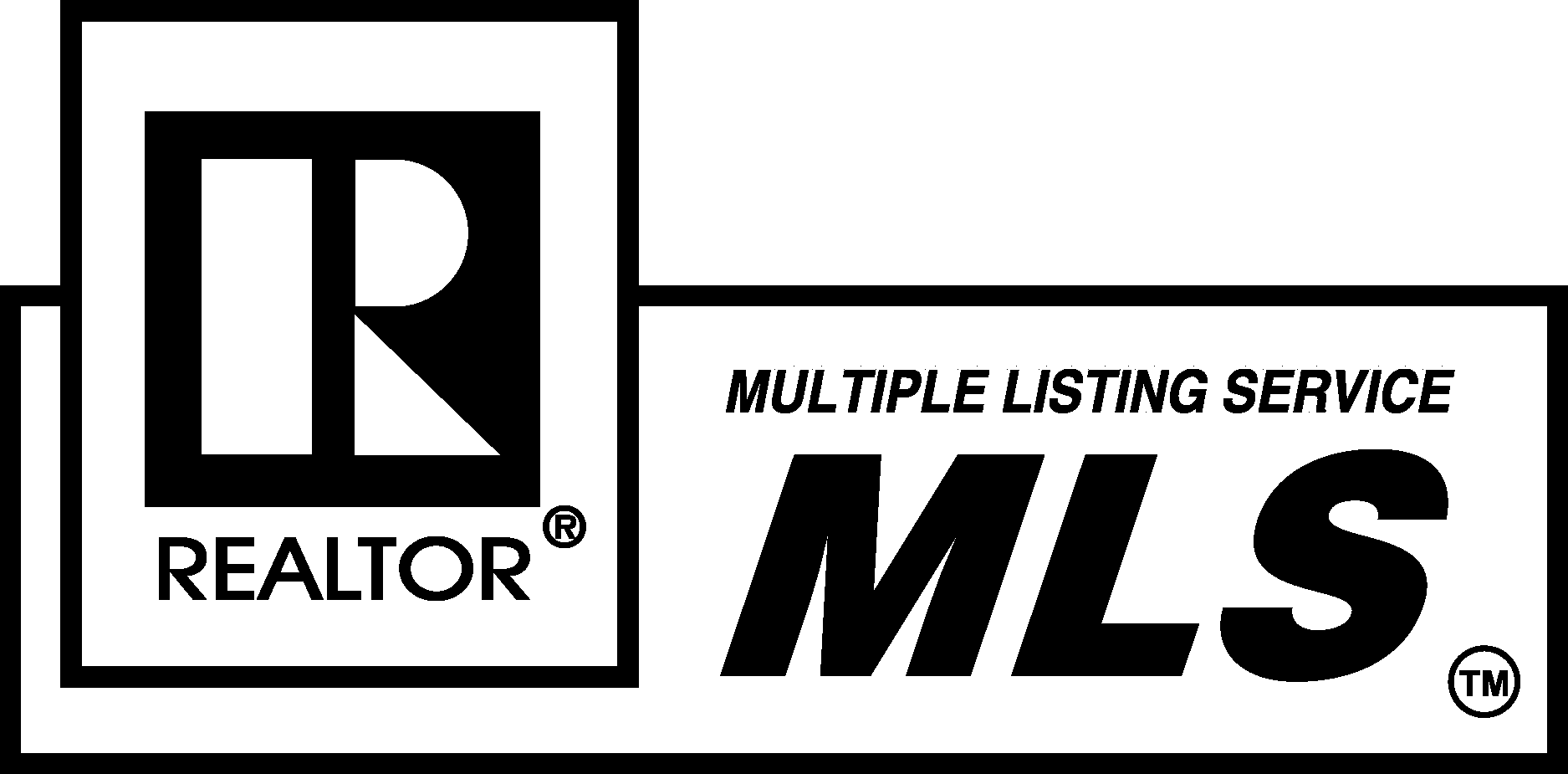 REALTOR and MLS logos in black and white, with “Multiple Listing Service” text