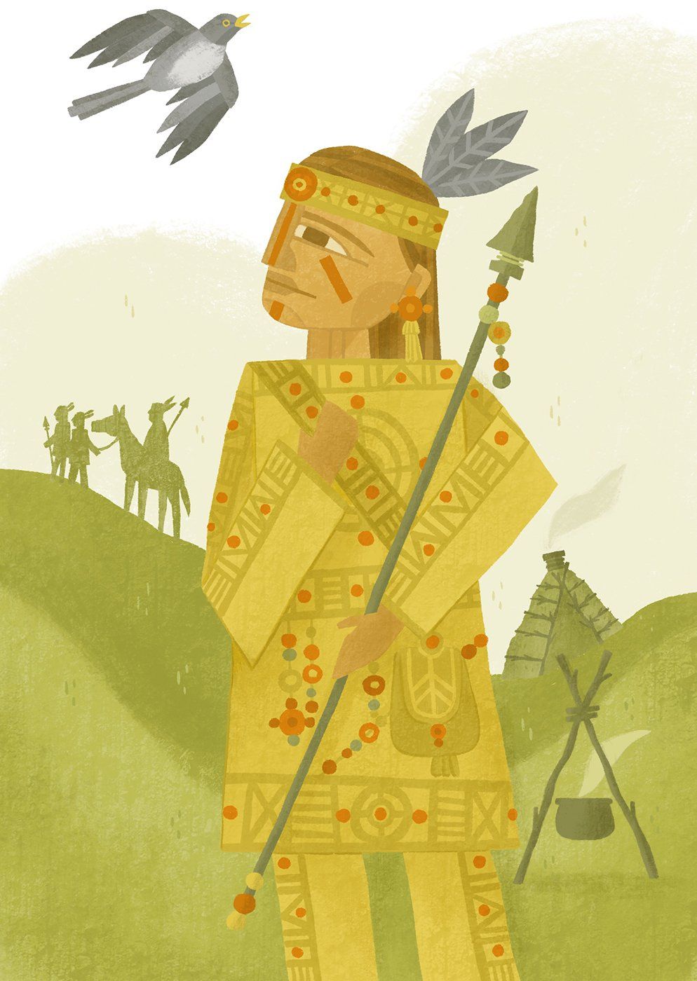 indian standing on hill