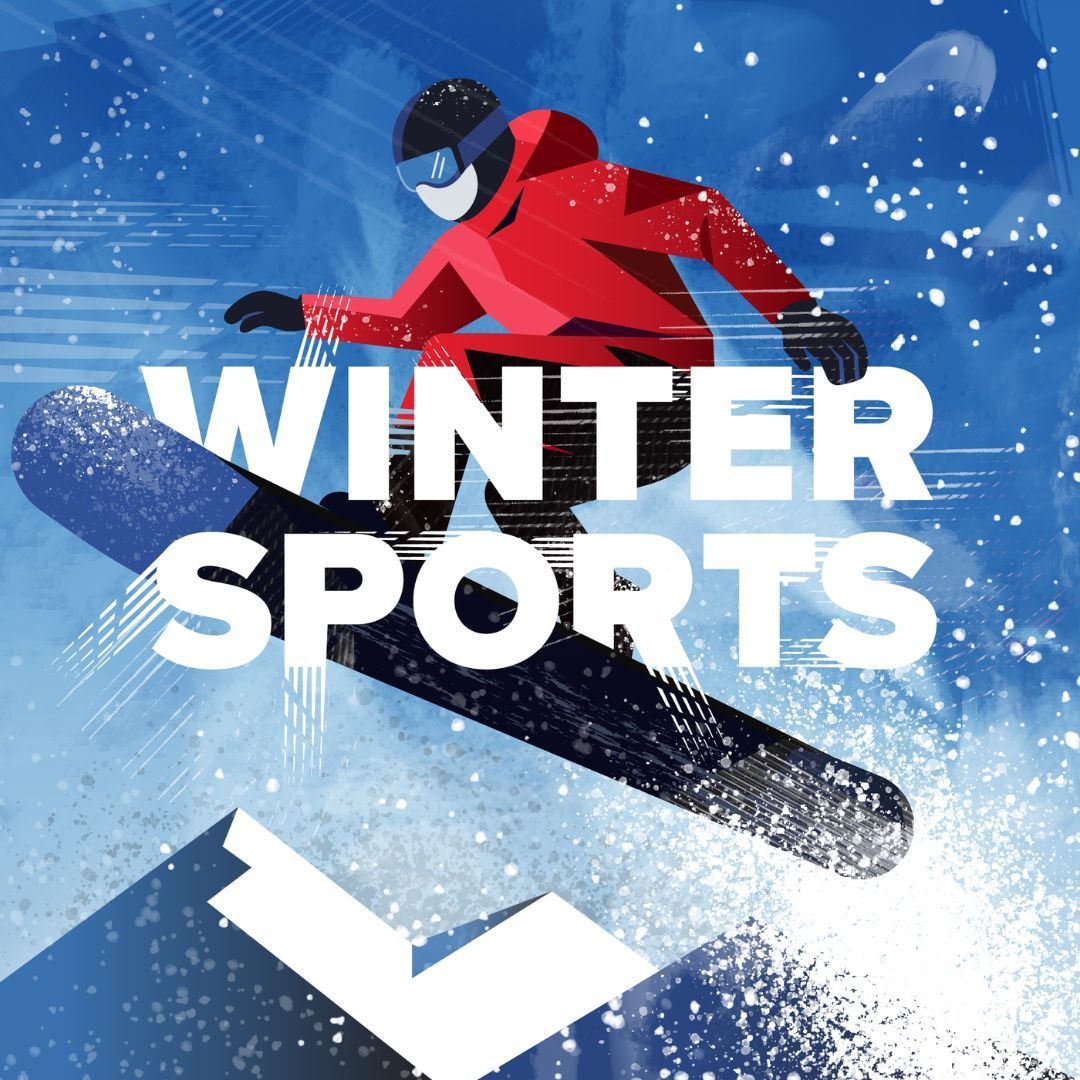 Winter Olympics animations by Freshly Cooked Creative for Klydoclock, featuring looping red, white,