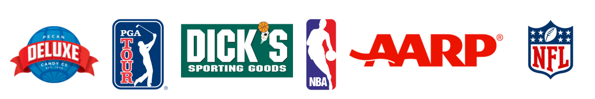Pecan Deluxe, PGA, Dick's Sporting Goods, NBA, AARP, NFL