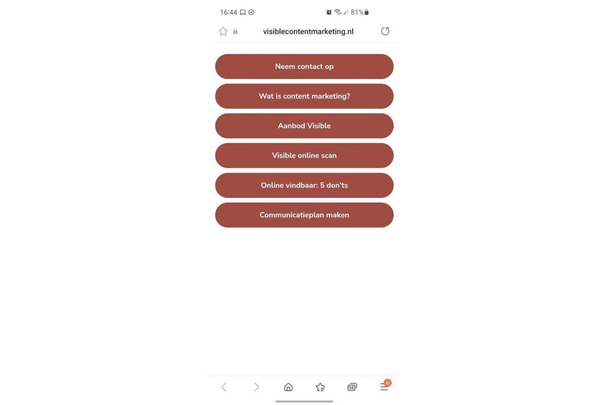 Zo zien de linkjes vanuit Instagram er op mobiel uit Website update link in bio