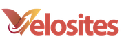 Un logotipo rojo y amarillo para velosites sobre un fondo blanco.