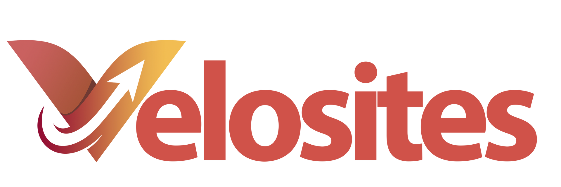 Un logotipo rojo y amarillo para velosites sobre un fondo blanco.