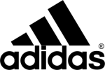 Black Adidas logo: three angled stripes above the word