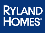 Logo of Ryland Homes in white text on a blue background.